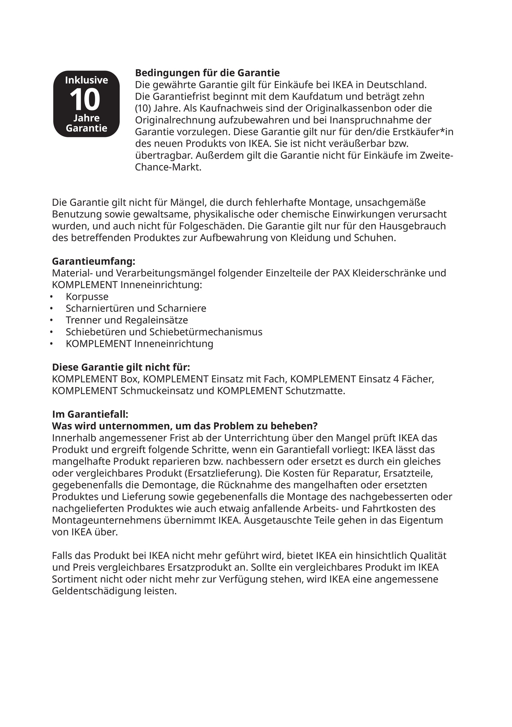 Fictief donderdag Kwijting IKEA Germany (German) - HFB04_28_Guarantee Brochure_PAX__6S__10-2022_oE -  Seite 1