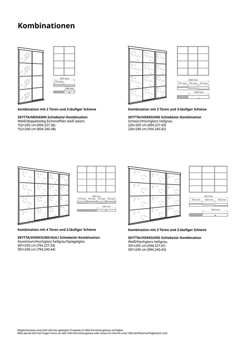 SKYTTA / SVARTISDAL Schiebetür-Kombination , schwarz/weiß Papier, 351x205  cm - IKEA Deutschland