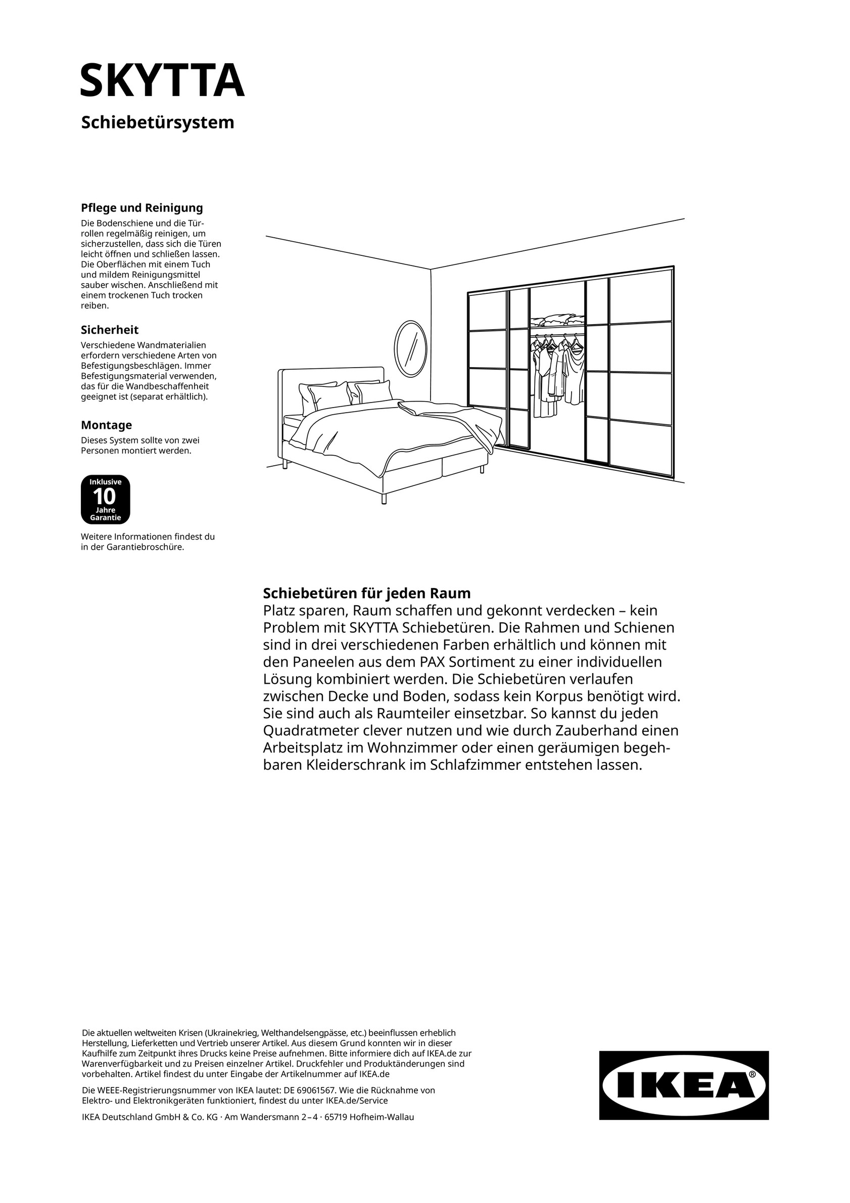 SKYTTA / SVARTISDAL Schiebetür-Kombination , schwarz/weiß Papier, 351x205  cm - IKEA Deutschland
